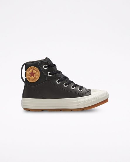 Boys' Converse Leather Chuck Taylor All Star Berkshire Boot Color High Top Shoes Black | AU 0349CY